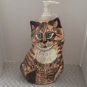 New - Cats by Nina Lyman Green Eyed Cat Ceramic Soap/Lotion Dispenser